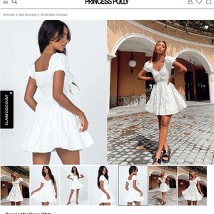 Princess Polly White Tiered Puff-Sleeve Mini Dress